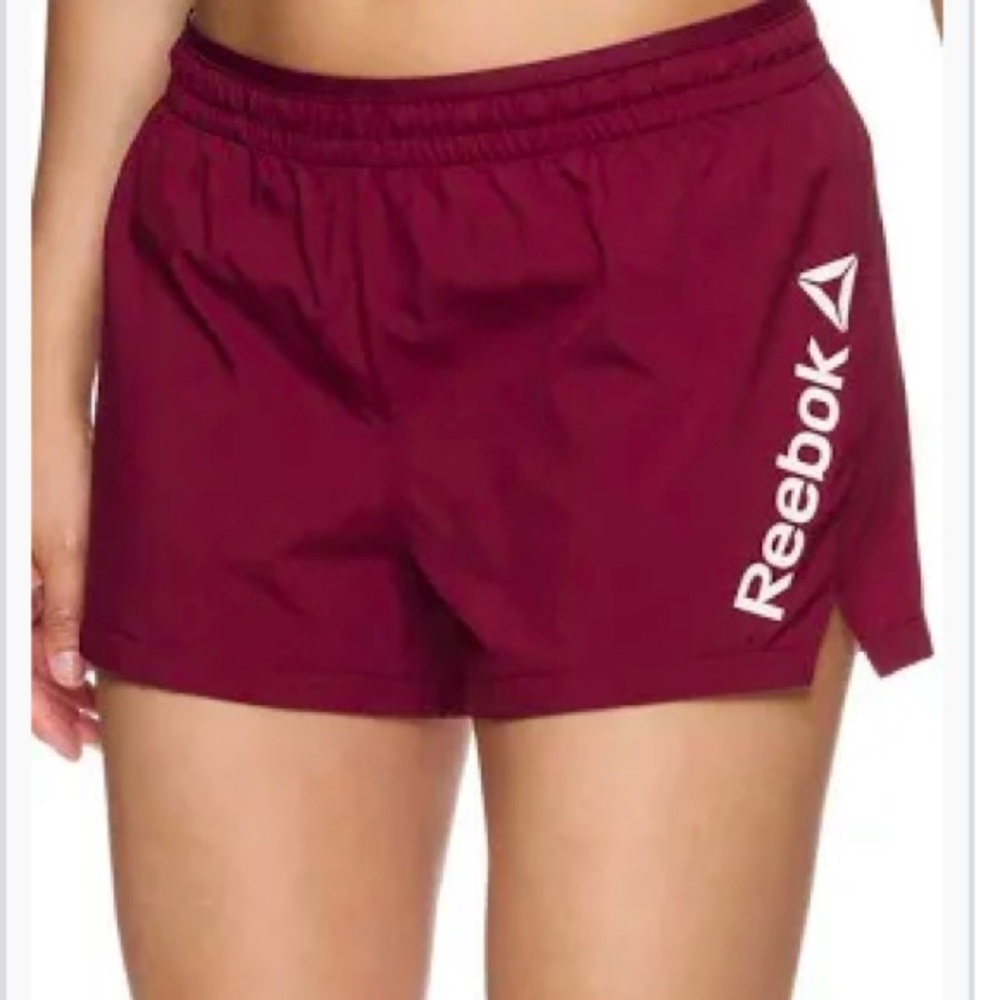 🔥 10 for $100 🔥 Reebok athletic running shorts burgundy elastic waistband New